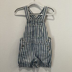 Gap Denim Overalls Sz 4 Years  Blue Railroad Stripe Farmer Shortalls